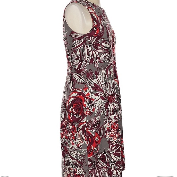 Trina Turk Red and Gray Floral Dress Sz 0 - Picture 3 of 8